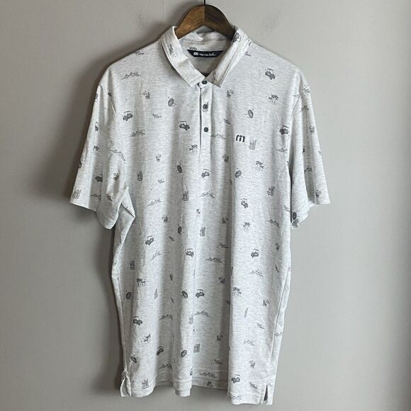 Travis Mathew Other - TRAVIS MATHEW Mens Gray All Over Print Polo Short Sleeve Shirt Size XXL Golf